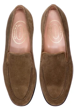 Khaki Suede Venetian (Men)<Stubbs & Wootton Clearance