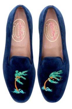 Storm Naval Velvet Slipper (Wide)<Stubbs & Wootton New