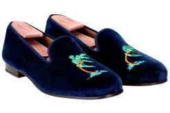 Storm Naval Velvet Slipper (Wide)<Stubbs & Wootton New