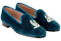 Swans Teal Velvet Slipper (Men)<Stubbs & Wootton Fashion