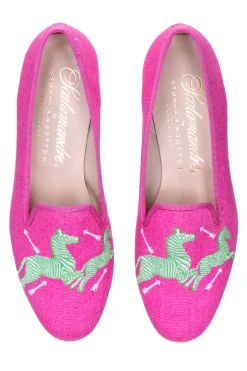 Zebras Fuchsia Linen Slipper (Women)<Stubbs & Wootton Online