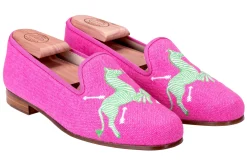 Zebras Fuchsia Linen Slipper (Men)<Stubbs & Wootton Discount